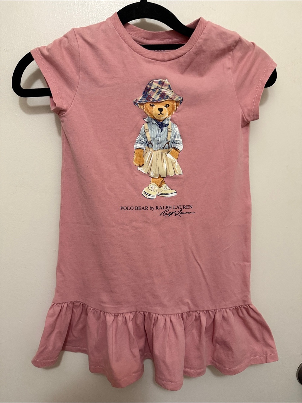 Ralph Lauren Pink Polo Bear Ruffle Hem Dress Tee